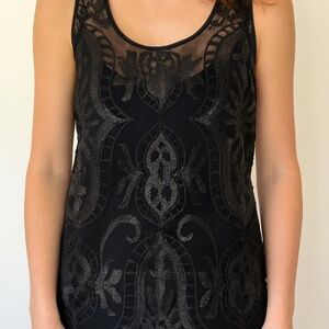 Tildon Sheer Black Lace and Sequin Top